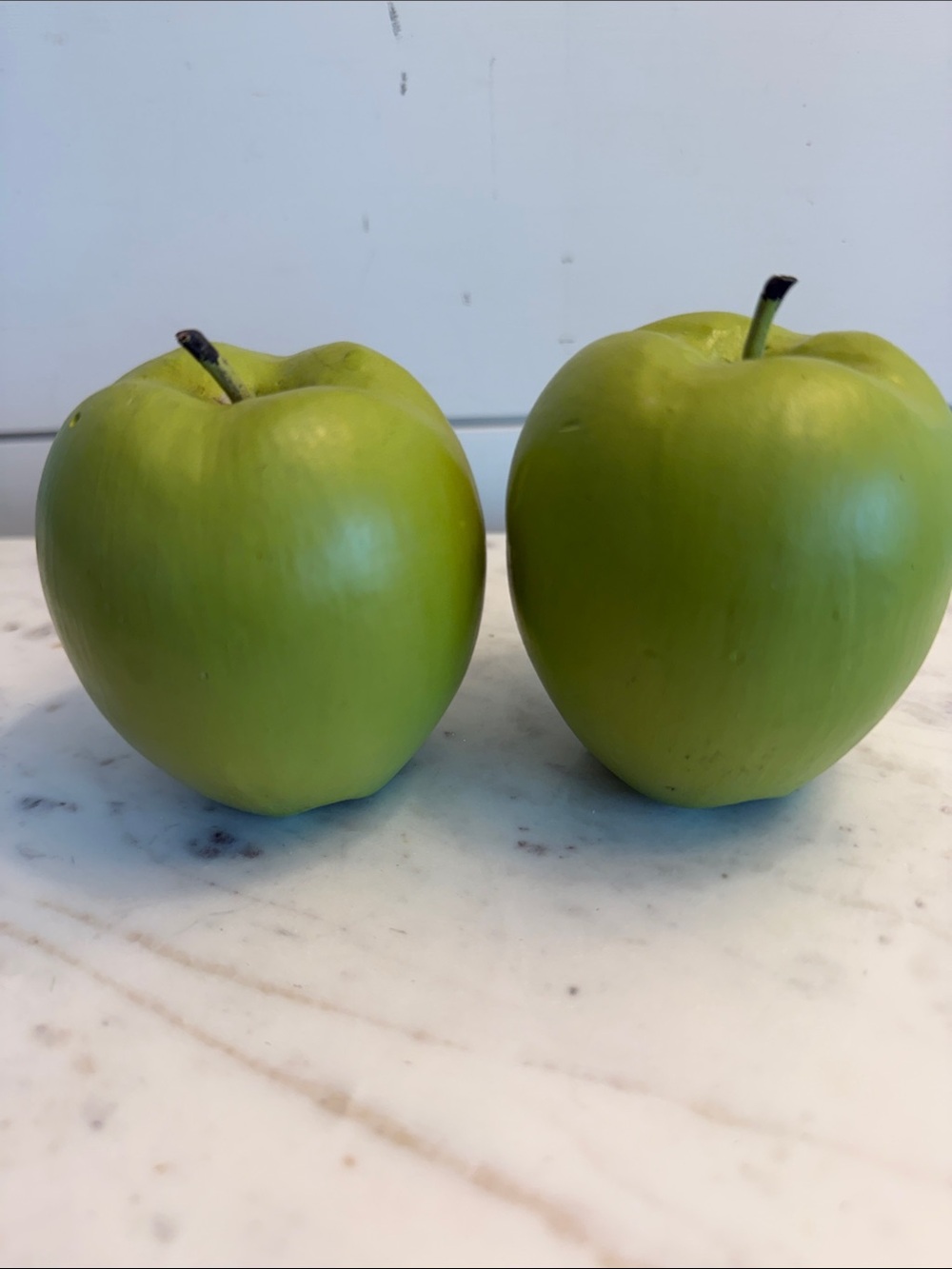 Faux Green Apples Hand-Painted Woof Set of 2